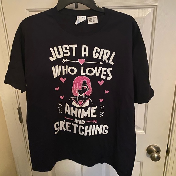 Just A Girl Who Loves Anime  and Sketching Black T Shirt Anime Lover Fun Gift. - Picture 1 of 5
